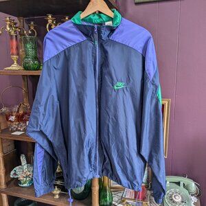 Vintage 90s NIKE Color Block Drawstring Windbreaker Blue Jacket Men's Large